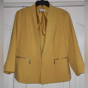 Kasper Mustard Yellow Blazer with Gold Accents